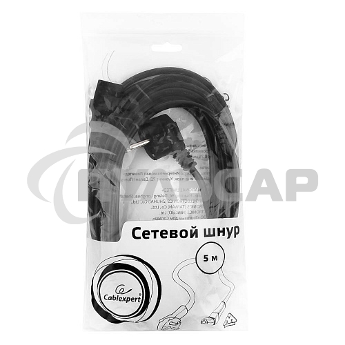 Кабель Gembird Power 250V 10A EUR, VDEКабель питания сетевой, Евровилка, заземление, 5m (PC-186-VDE-5M)