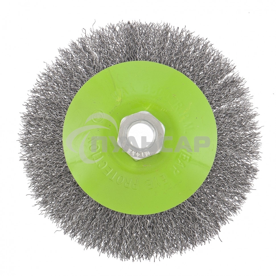 Щетка для УШМ Сибртех 125 мм, М14, Тарелка, витая проволока 0,3 мм 746167