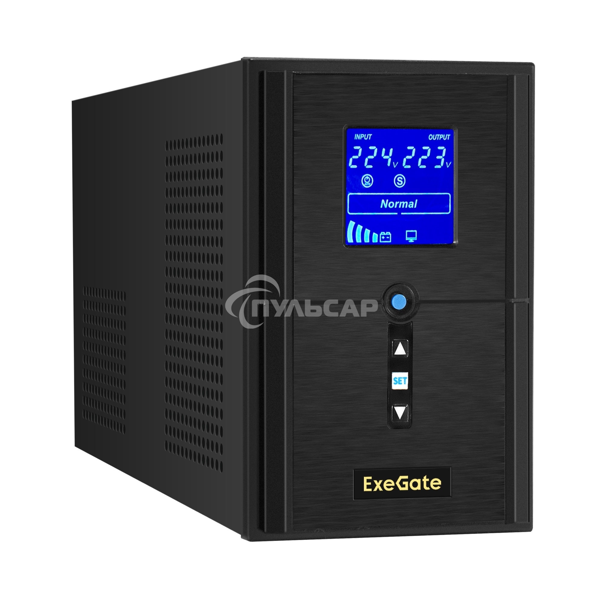 Источник бесперебойного питания ExeGate SineTower SN-1500.LCD.AVR.2SH.1C13.USB 1500VA/1200W, чистая синусоида, LCD дисплей, AVR, 2*Schuko+1*C13, USB, линейно-интерактивный, черный