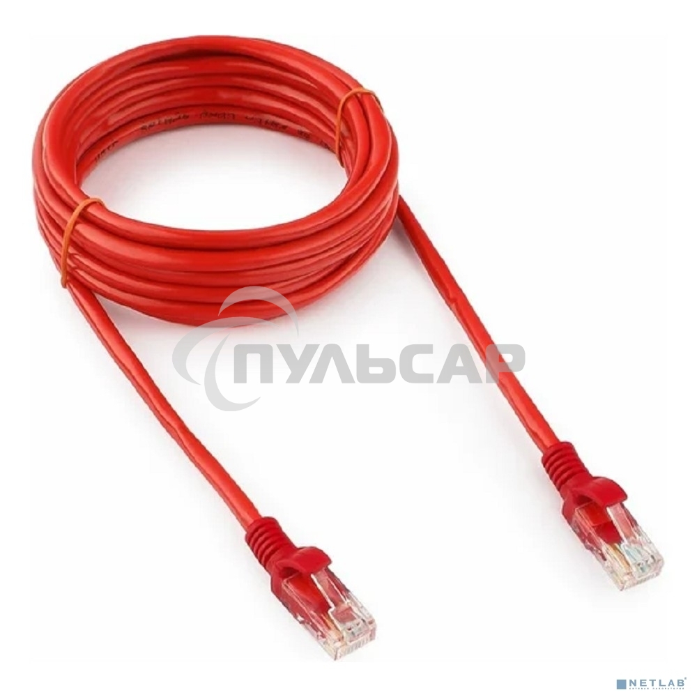 Патч-корд UTP Cablexpert кат.5e, 3м, литой, многожильный (красный)