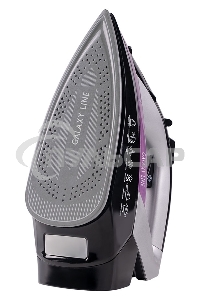 Утюг Galaxy Line GL 6128, фиолетовый с черным, паровой, 2200 Вт, постоянный пар 30 г/мин, паровой удар 140 г/мин, функции: самоочистка, антикапля, антинакипь, функция увлажнения, вертикальное отпаривание, защита от перегрева, индикатор нагрева, керамическ
