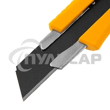 Нож, 18 мм, сменное лезвие, SK4, метал. направляющая, нажимной фиксатор Denzel