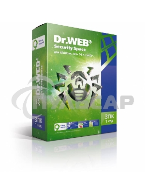 ПО DR.WEB Security Space 3 ПК/1 год (BHW-B-12M-3-A3/AHW-B-12M-3-A2)