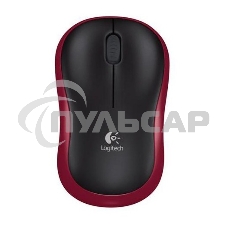 Мышь беспроводная Logitech M185, красный, 1000 dpi, радиоканал, USB, кнопки - 3