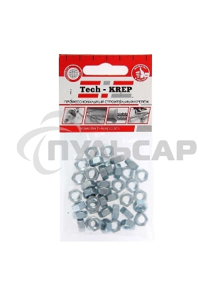 Гайка шестигранная М6 цинк. DIN 934 (уп.40шт) пакет Tech-Krep 103025