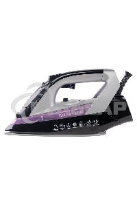 Утюг Galaxy Line GL 6128, фиолетовый с черным, паровой, 2200 Вт, постоянный пар 30 г/мин, паровой удар 140 г/мин, функции: самоочистка, антикапля, антинакипь, функция увлажнения, вертикальное отпаривание, защита от перегрева, индикатор нагрева, керамическ