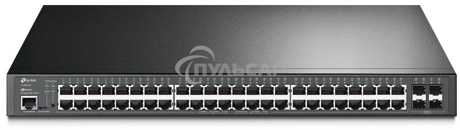 Коммутатор 48-port Gigabit PoE+ L2+ switch, 48 802.3af/at PoE+ ports, 4 Gb SFP slots, 1 RJ-45 + 1Micro-USB console ports, 348W PoE budget
