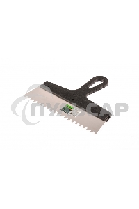 Шпатель из нержавеющей стали Сибртех 250 мм, зуб 6х6 мм, пластмассовая ручка 85465