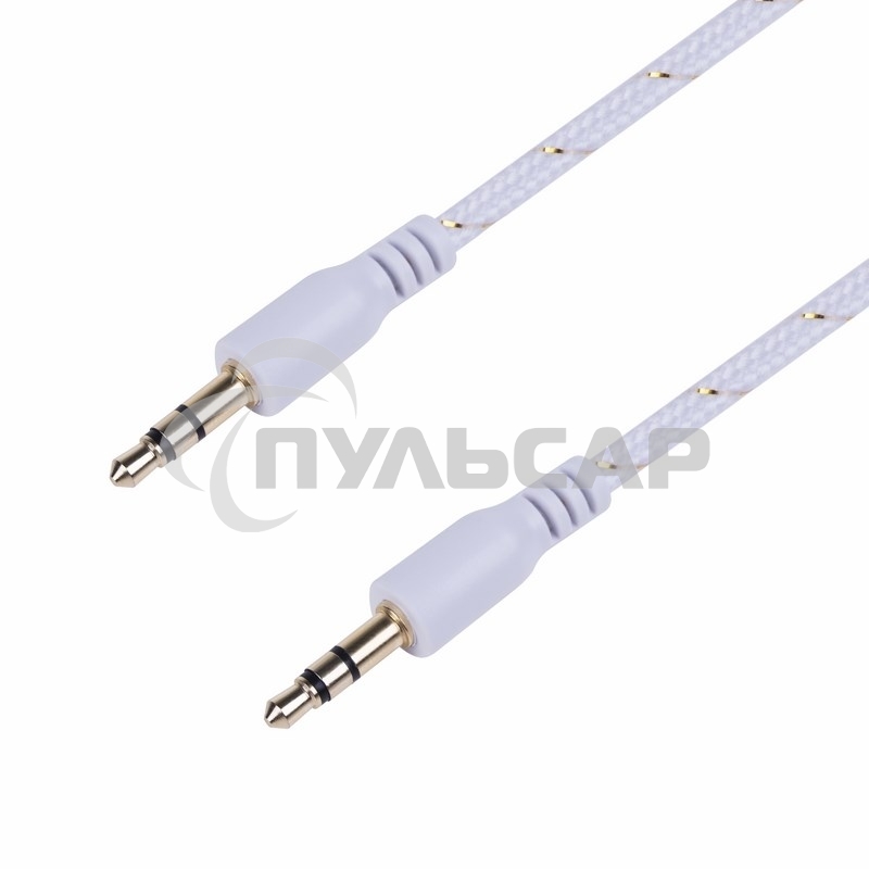 Аудиокабель AUX Rexant 3.5 мм в тканевой оплетке 1 м белый