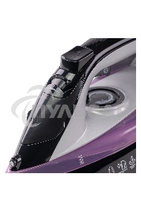 Утюг Galaxy Line GL 6128, фиолетовый с черным, паровой, 2200 Вт, постоянный пар 30 г/мин, паровой удар 140 г/мин, функции: самоочистка, антикапля, антинакипь, функция увлажнения, вертикальное отпаривание, защита от перегрева, индикатор нагрева, керамическ