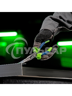 Длинногубцы прямые,160 мм, двухкомпонентные рукоятки Сибртех