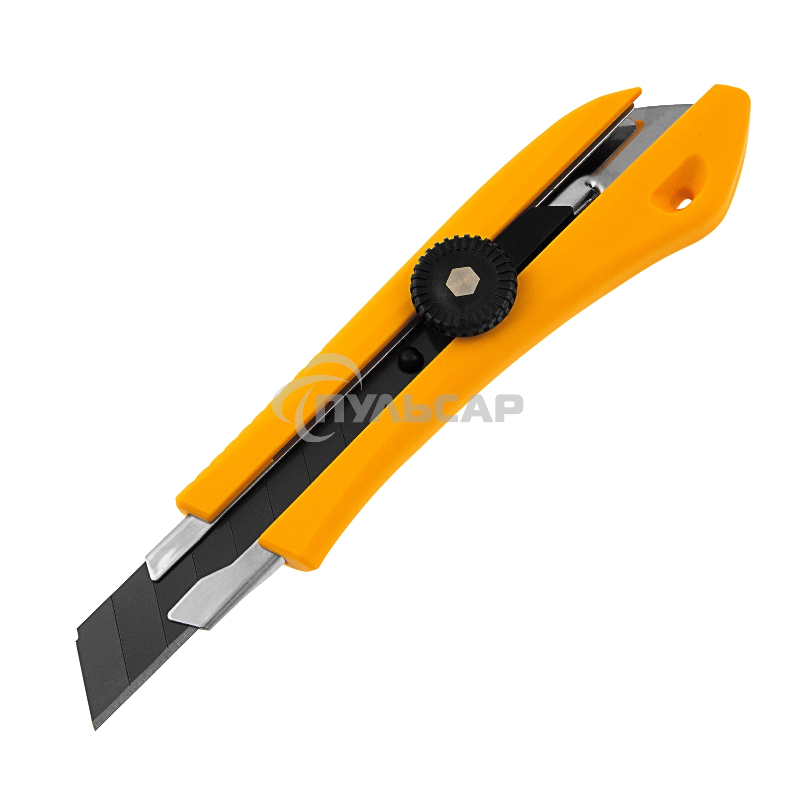 Нож, 18 мм, сменное лезвие, SK4, метал. направляющая, винтовой фиксатор Denzel