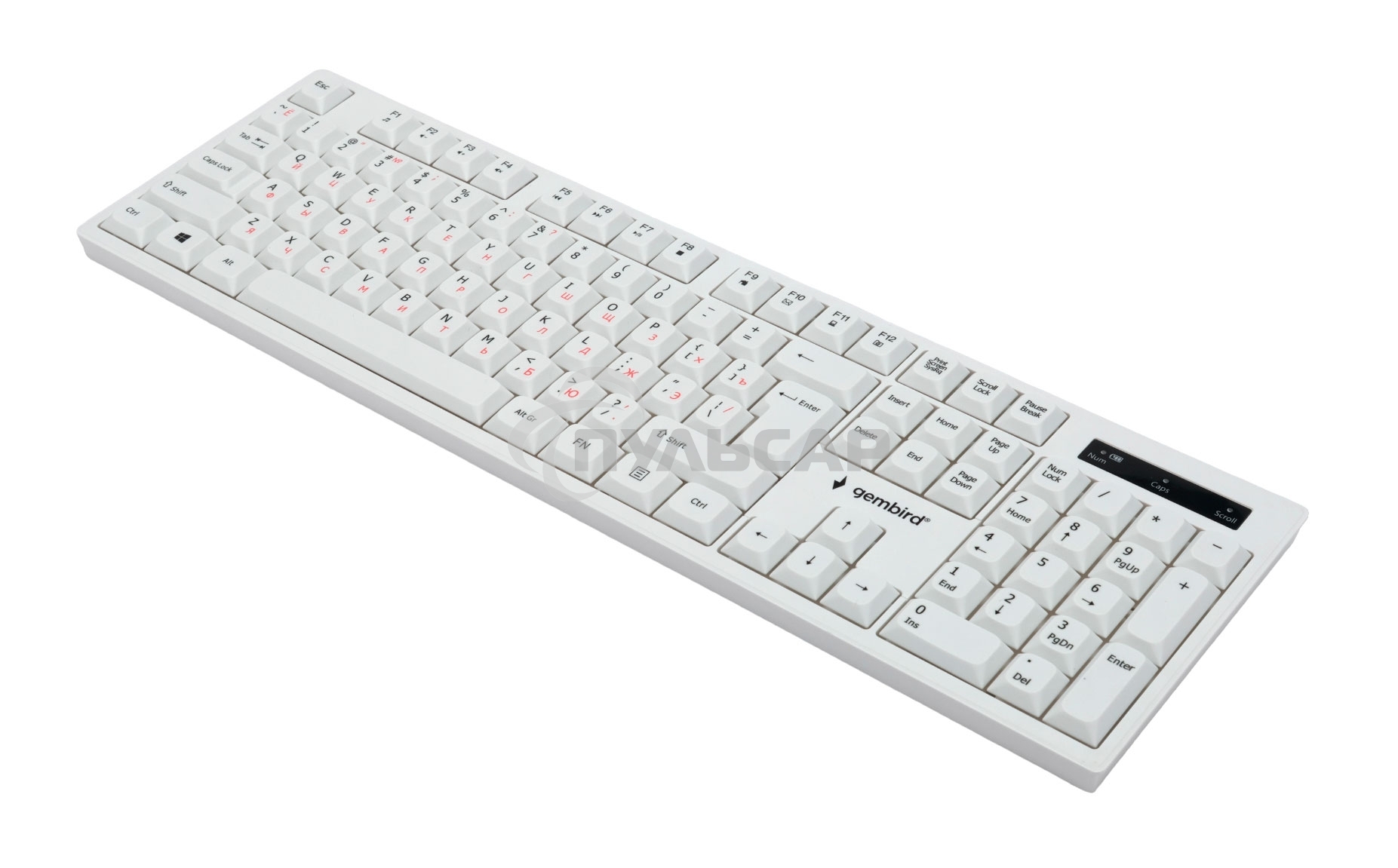 Комплект беспроводной клавиатура+мышь Gembird KBS-6000-W, 104кл+4кн, 12Fn, 800-1600 DPI, радиоканал, белый