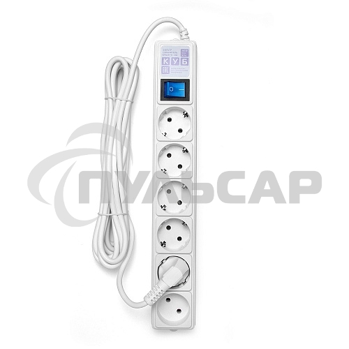Сетевой фильтр PowerCube Фильтр-удлинитель (SPG(5+1)-16B-5M) 6 розеток, 5м,16А/3,5кВт, белый