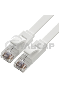 Патч-корд Greenconnect PROF плоский прямой 10.0m, UTP медь кат.6, белый, 30 AWG, ethernet high speed 10 Гбит/с, RJ45, T568B, GCR-51789