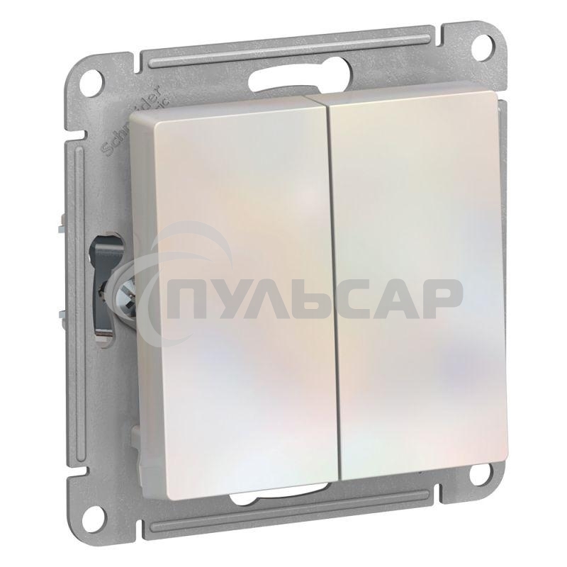 Механизм переключателя проходного 2-кл. СП AtlasDesign 10А IP20 (сх. 6/2) 10AX жемчуж.