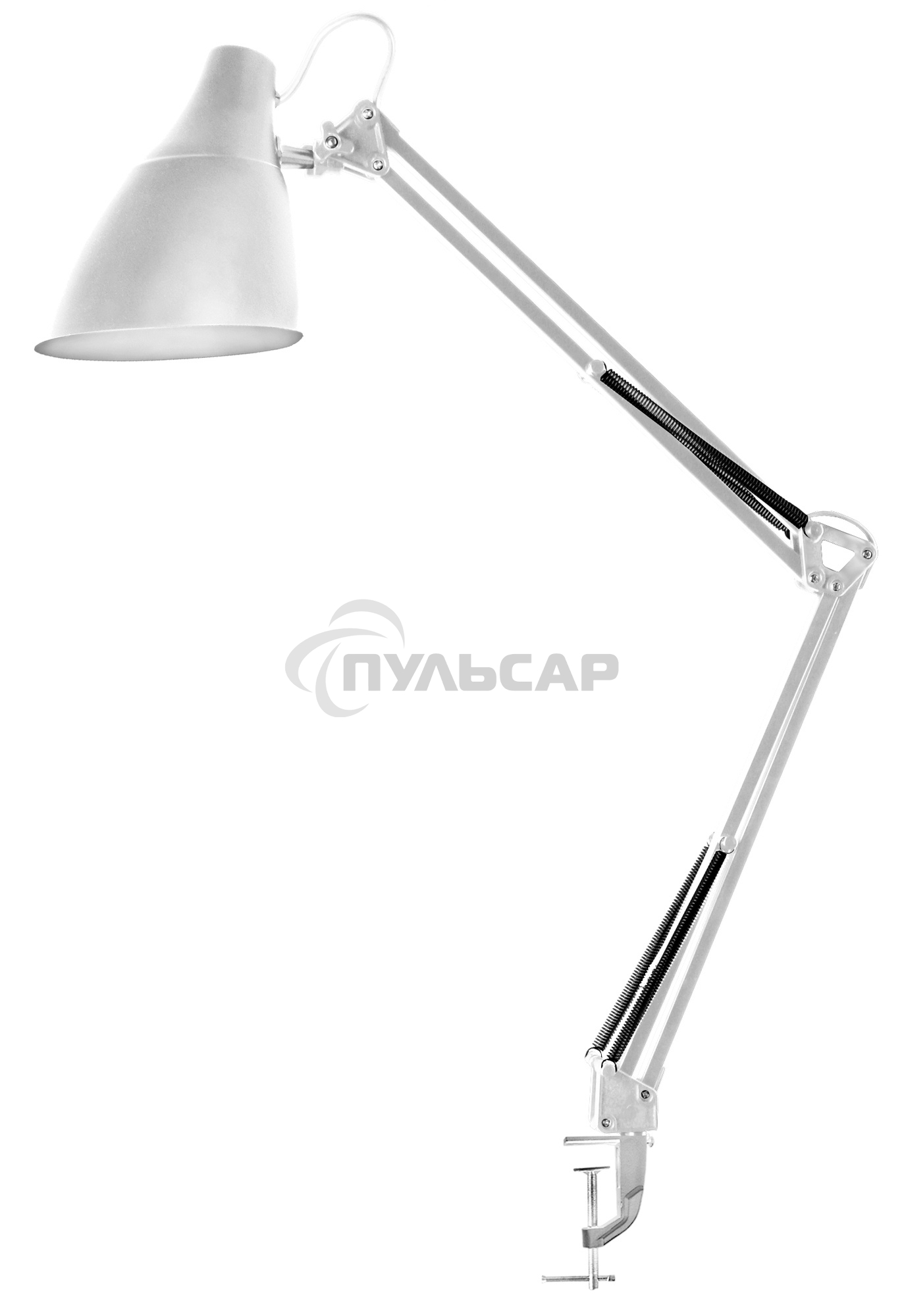 Светильник настольный Camelion KD-335 C01 белый с метал. струбциной, 230V, 40W, E27