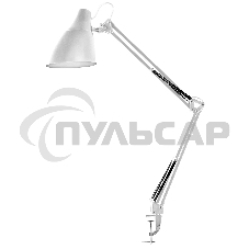 Светильник настольный Camelion KD-335 C01 белый с метал. струбциной, 230V, 40W, E27