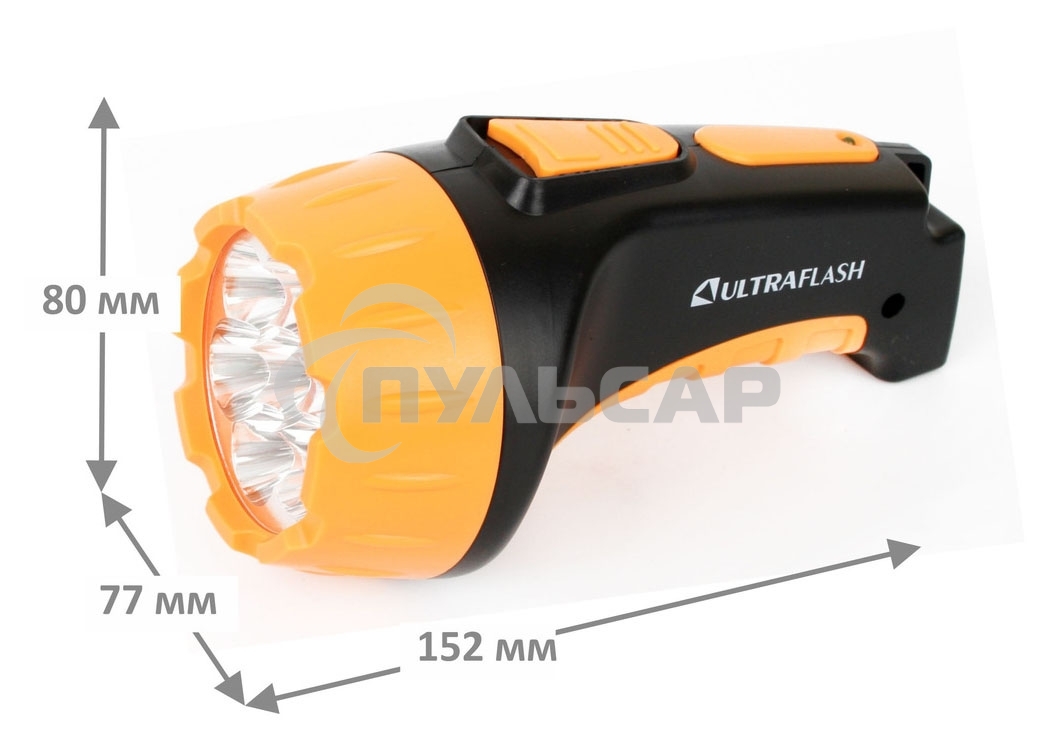 Фонарь LED 3807 (аккум 220В черный/жел. 7 LED; 2 режима SLA пласт. короб) Ultraflash 9216