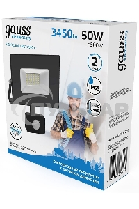 Прожектор светодиодный Gauss Elementary 50Вт 3500лм IP65 6500К с датчиком движения