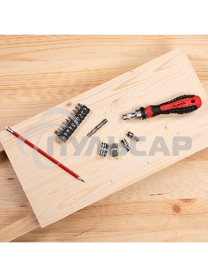 Отвертка реверсивная Matrix с набором бит и насадок торцевых, CrV,1/4