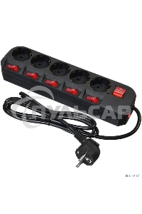 Сетевой фильтр Buro 500SH-1.8-SW-B 1.8м (5 розеток) черный (коробка)