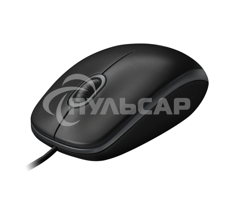 Мышь проводная Logitech B100 черный, 1000 dpi, USB, кнопки - 3