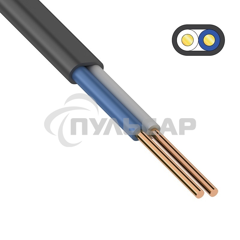 Кабель силовой медный ВВГ-Пнг(А)-LS 2x2,5 мм², 100 м, ГОСТ 31996-2012, ТУ 16.К71-310-2001