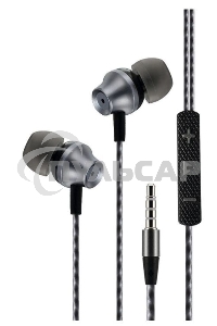 Наушники вакуумные AUX разъем с МК и рег.громкости длина 1.2м More Choice P61 (Black Dark Silver)