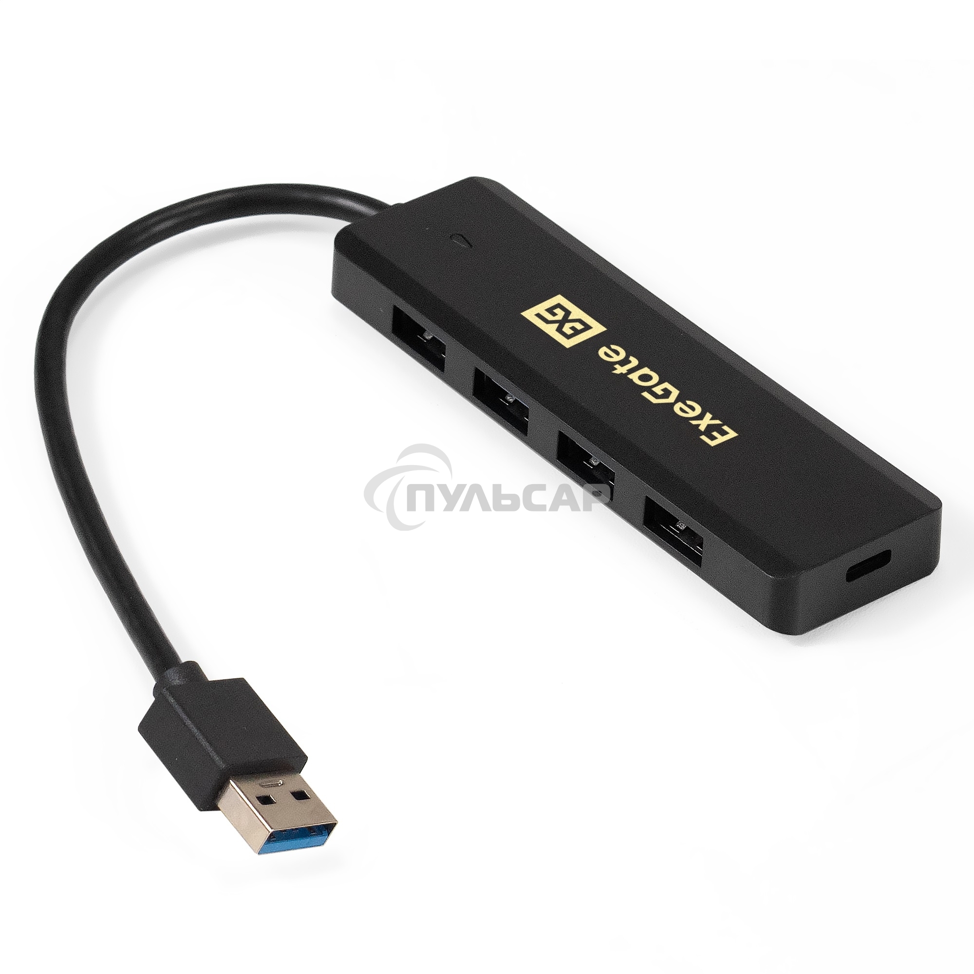 Хаб USB (концентратор) ExeGate DUB-4P/1 (кабель-адаптер USB3.0 --> 4xUSB3.0, Plug&Play, черный)