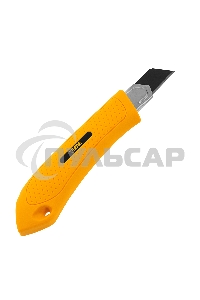 Нож, 18 мм, сменное лезвие, SK4, метал. направляющая, винтовой фиксатор Denzel