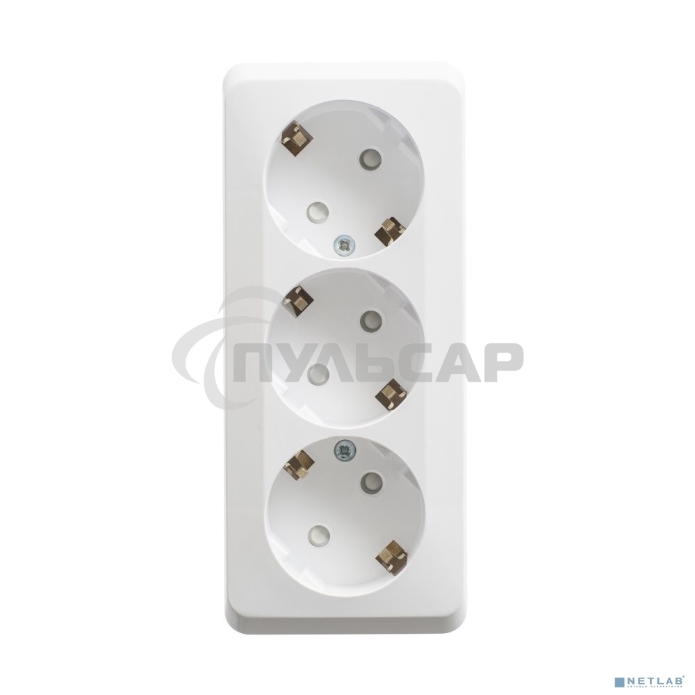 Розетка 3-м ОП Этюд 16А 250В защ. шторки с заземл. белый  SchE PA16-012B