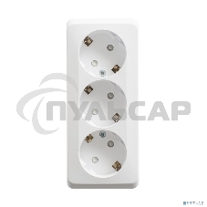 Розетка 3-м ОП Этюд 16А 250В защ. шторки с заземл. белый  SchE PA16-012B