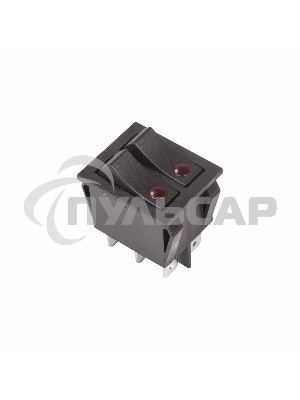 Выключатель клавишный Rexant 250V 15А (6с) ON-OFF черный с подсветкой ДВОЙНОЙ