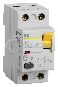 Выключатель дифференциального тока (УЗО) 2п 32А 30мА тип AC ВД1-63 ИЭК MDV10-2-032-030