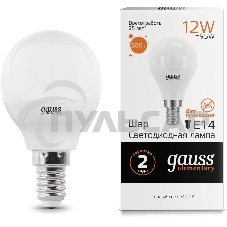 Лампа светодиодная Gauss Elementary Шар 12Вт 880лм E14 3000К