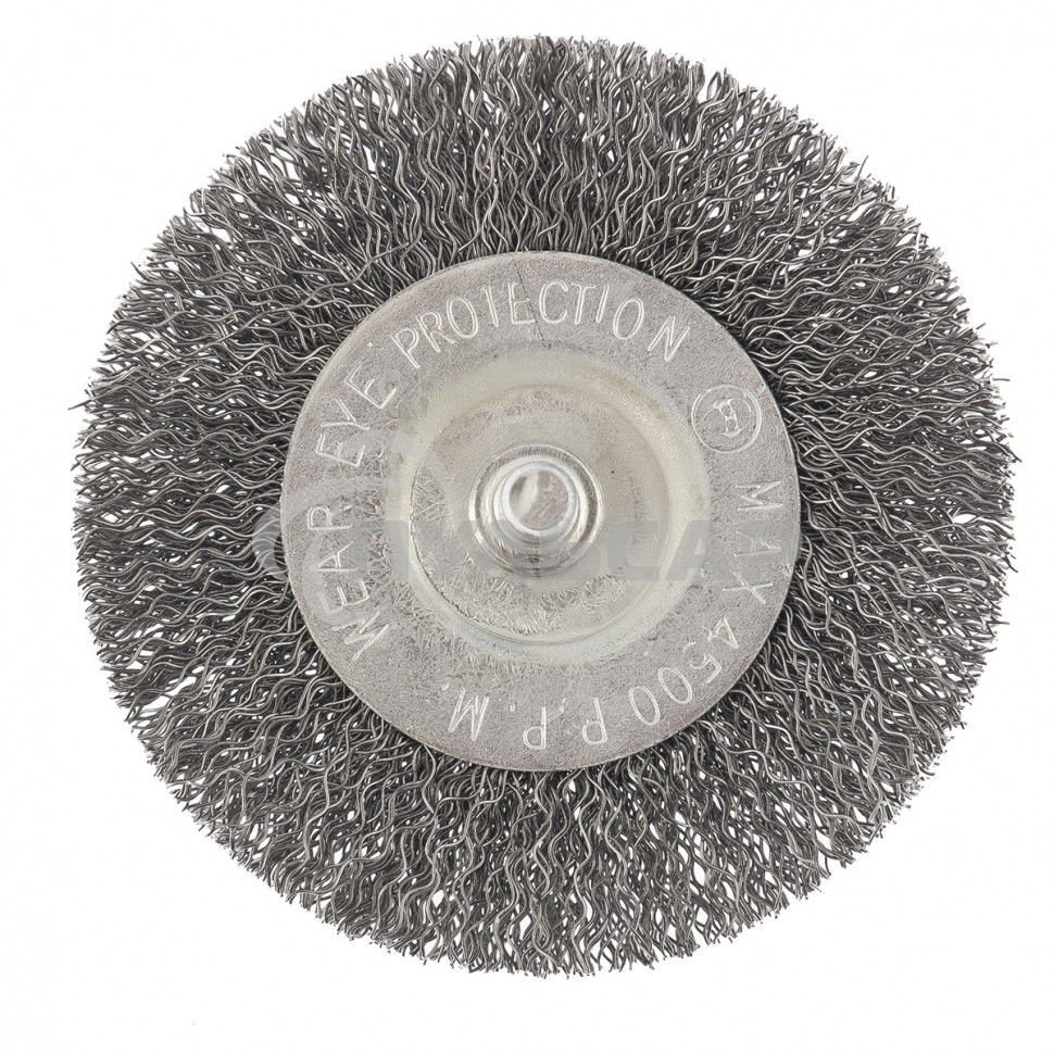 Щетка для дрели Сибртех 75 мм, плоская со шпилькой, витая проволока 0,3 мм 744487