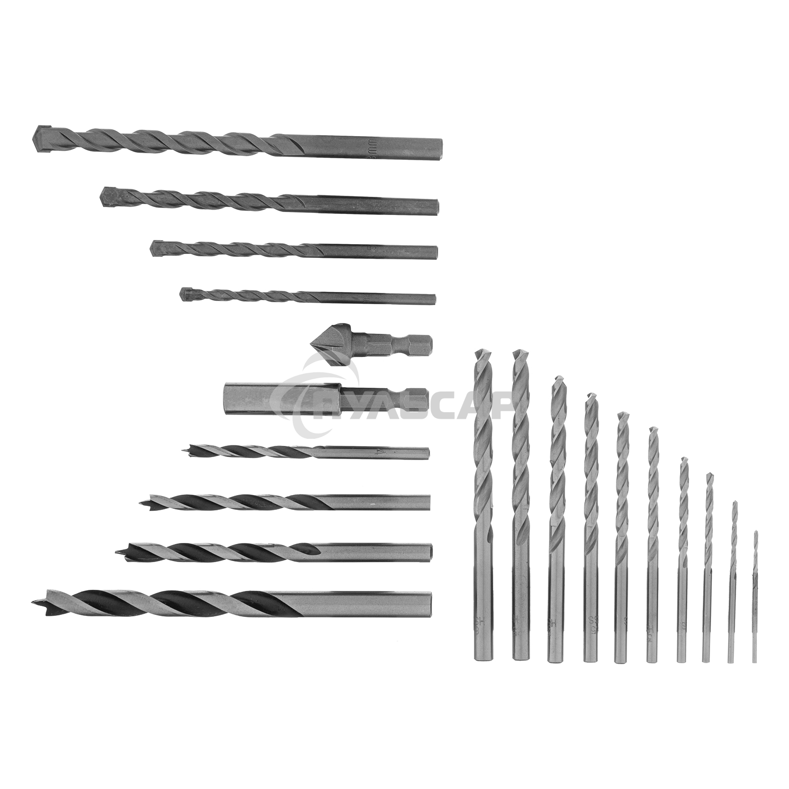 Набор сверл Matrix комб., мет.1-6мм,бетон 4-8мм,дер.4-8 мм,биты 10шт,адап., зенковка, 31пр., PRO