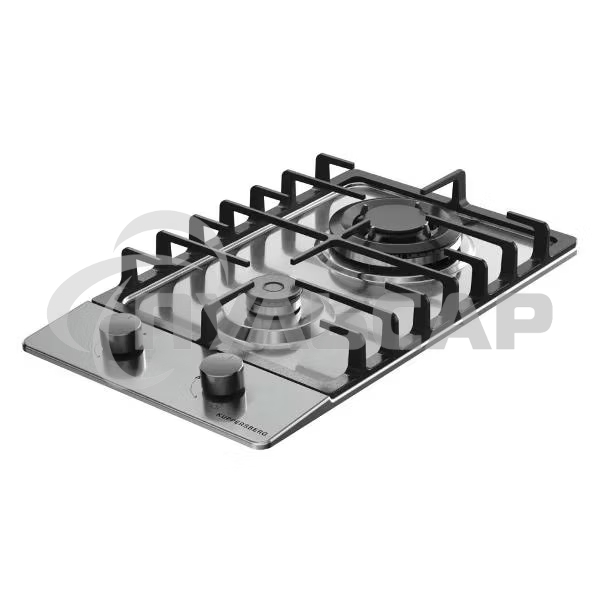 Газовая варочная панель Kuppersberg FS 36 X, газ, High-Tech, 29 см, автоматический электроподжиг, газ-контроль, форсунки под сжиженый газ, SABAF конфорки, чугунные решетки, цвет нержавеющая сталь, цвет фурнитуры черный
