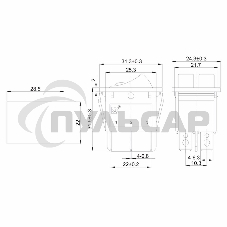 Выключатель клавишный Rexant 250V 15А (6с) ON-OFF черный с подсветкой ДВОЙНОЙ