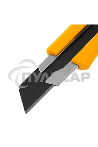 Нож, 18 мм, сменное лезвие, SK4, метал. направляющая, винтовой фиксатор Denzel