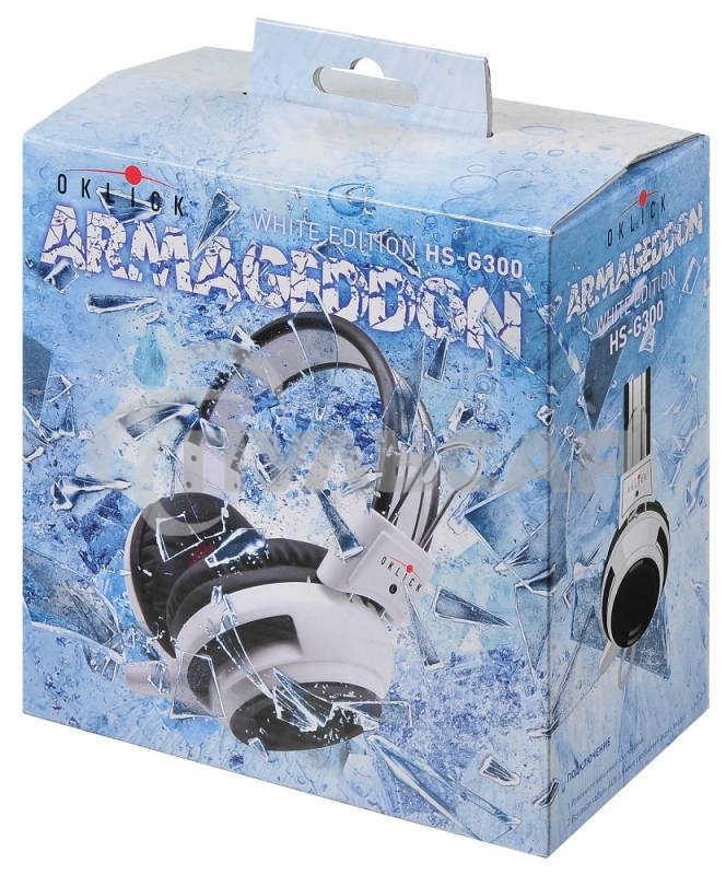 Наушники с микрофоном Oklick HS-G300 белый/черный 2.5м мониторы