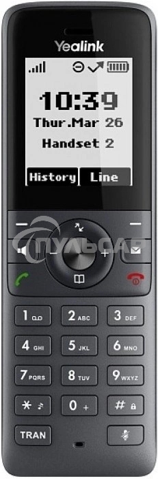 Беспроводная телефонная IP-DECT-система YEALINK W71P (база W70B+трубка W71H) до 10 SIP-аккаунтов, до 10 трубок на базу, до 20 вызовов, шт