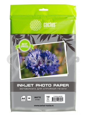 Фотобумага Cactus CS-MA414050ED A4/140г/м2/50л./белый матовое для струйной печати
