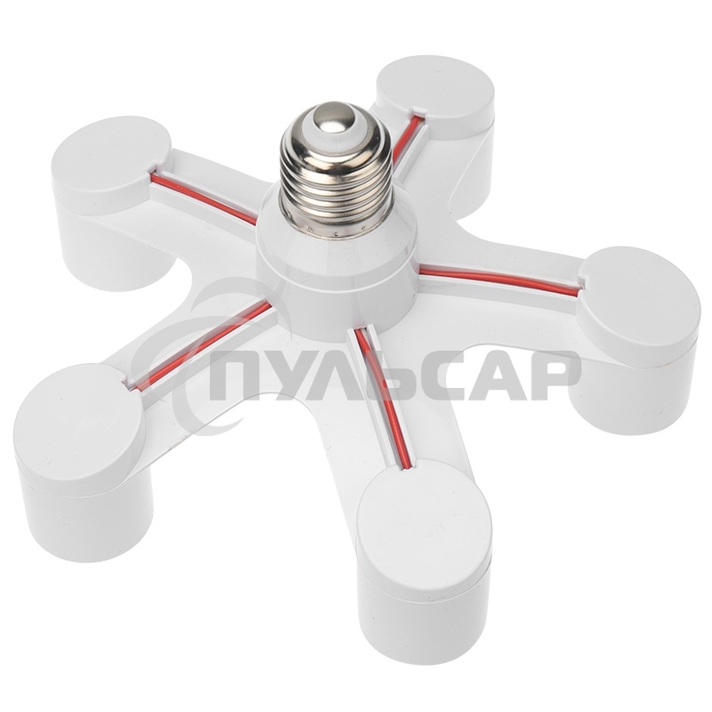 Разветвитель цокольный Е27-5хЕ27 белый Rexant