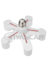 Разветвитель цокольный Е27-5хЕ27 белый Rexant