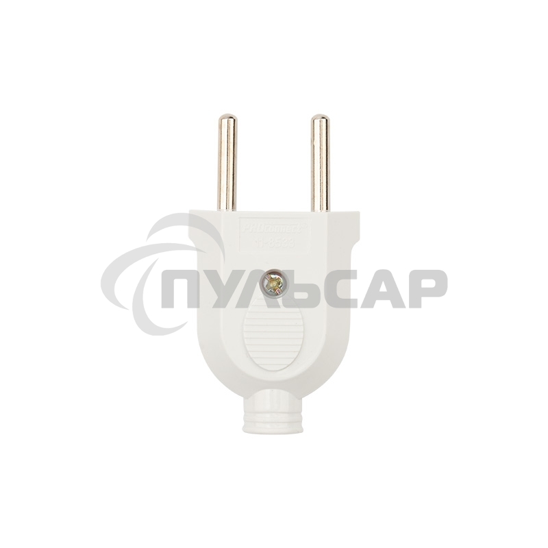 Вилка прямая без з/к 6А плоская белая Rexant