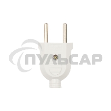 Вилка прямая без з/к 6А плоская белая Rexant