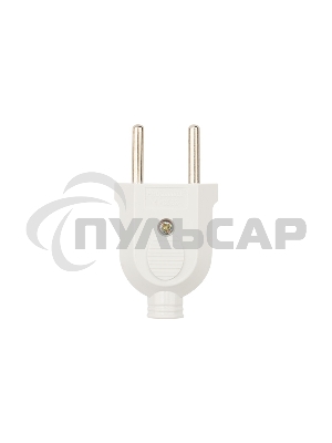 Вилка прямая без з/к 6А плоская белая Rexant