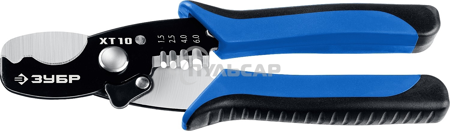 Кабелерез Зубр ХT-10 со съемником изоляции, рез до 10 мм, 22640